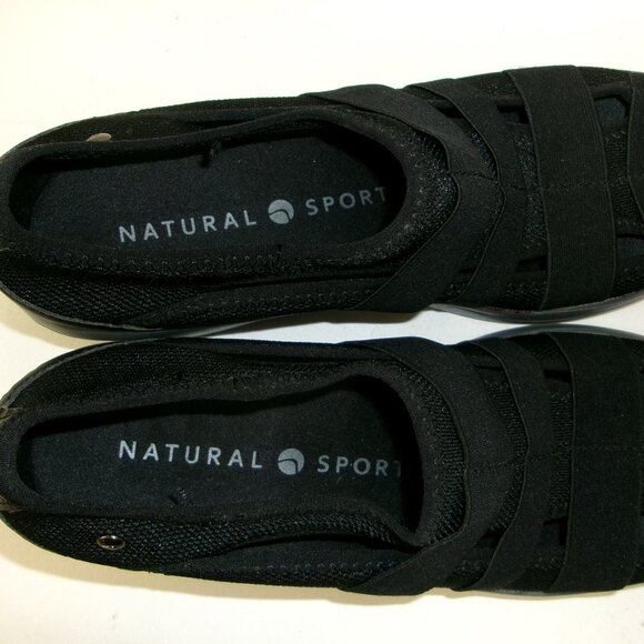 Natural Sport Women's Peep Toe Stretchy Black Sandals Slip On Shoes 8.5 M - Picture 5 of 6